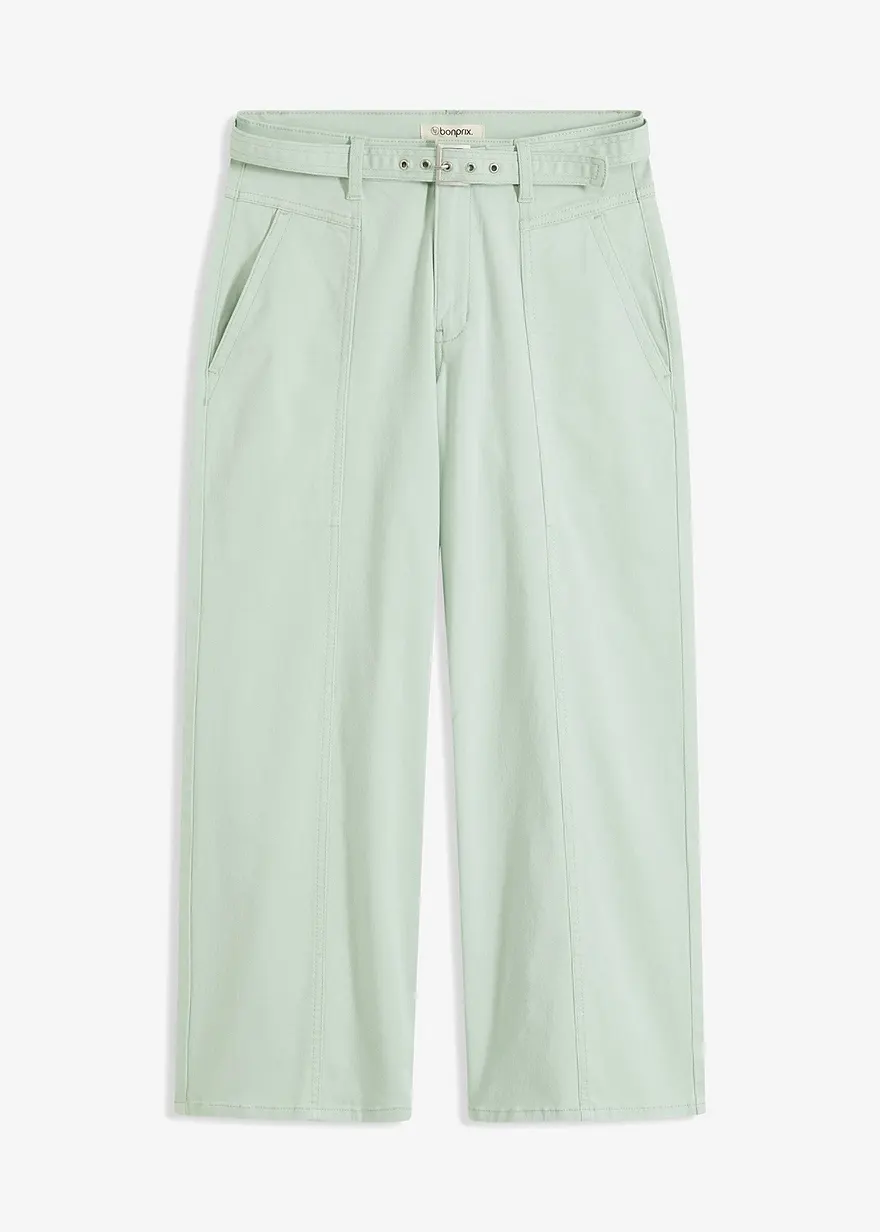 bonprix Moderne Hose mit kurzem Bein und Gürtel - grün - Damen