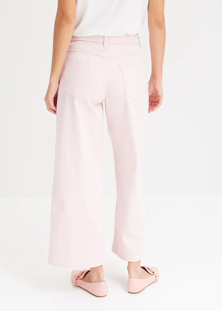 Bonprix Moderne Hose Mit Kurzem Bein Und Gürtel - Rosa - Damen