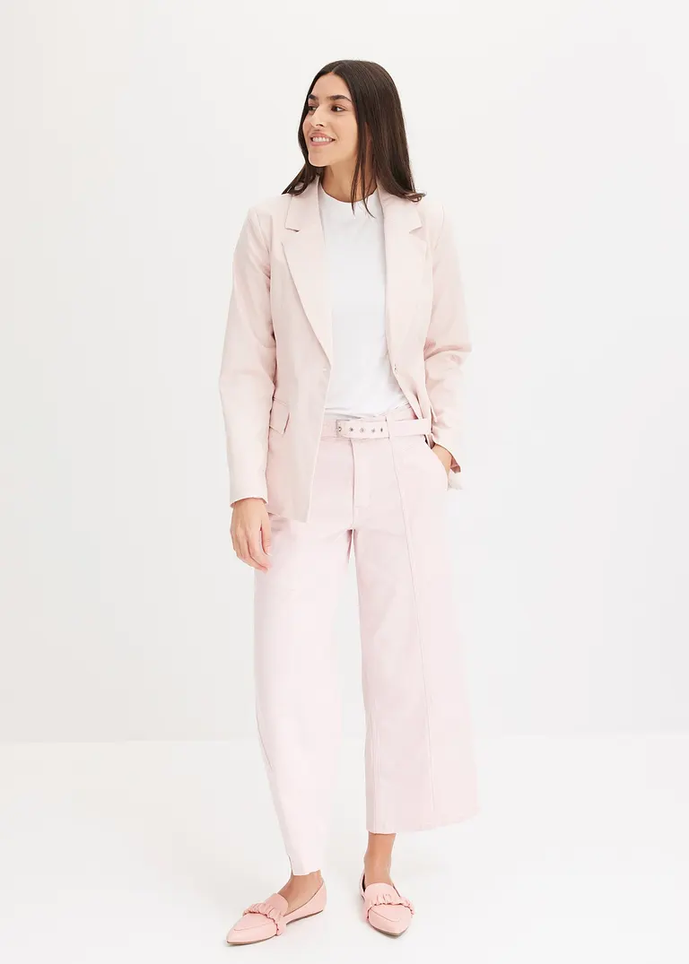 Bonprix Moderne Hose Mit Kurzem Bein Und Gürtel - Rosa - Damen