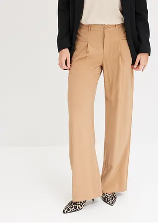 Bonprix Moderne Hose Mit Taschen Und Gummibund - Beige - Damen