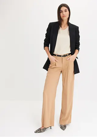 Bonprix Moderne Hose Mit Taschen Und Gummibund - Beige - Damen