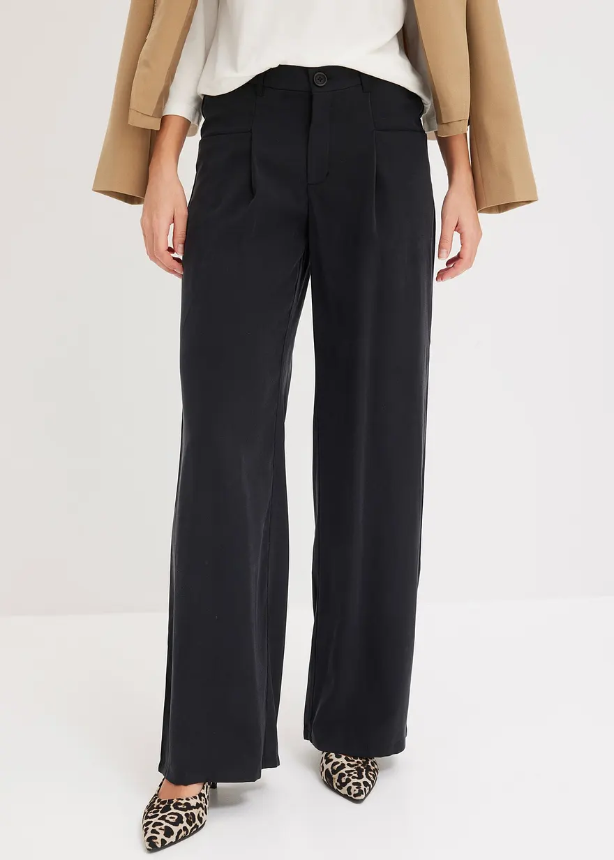 Bonprix Moderne Hose Mit Taschen Und Gummibund - Schwarz