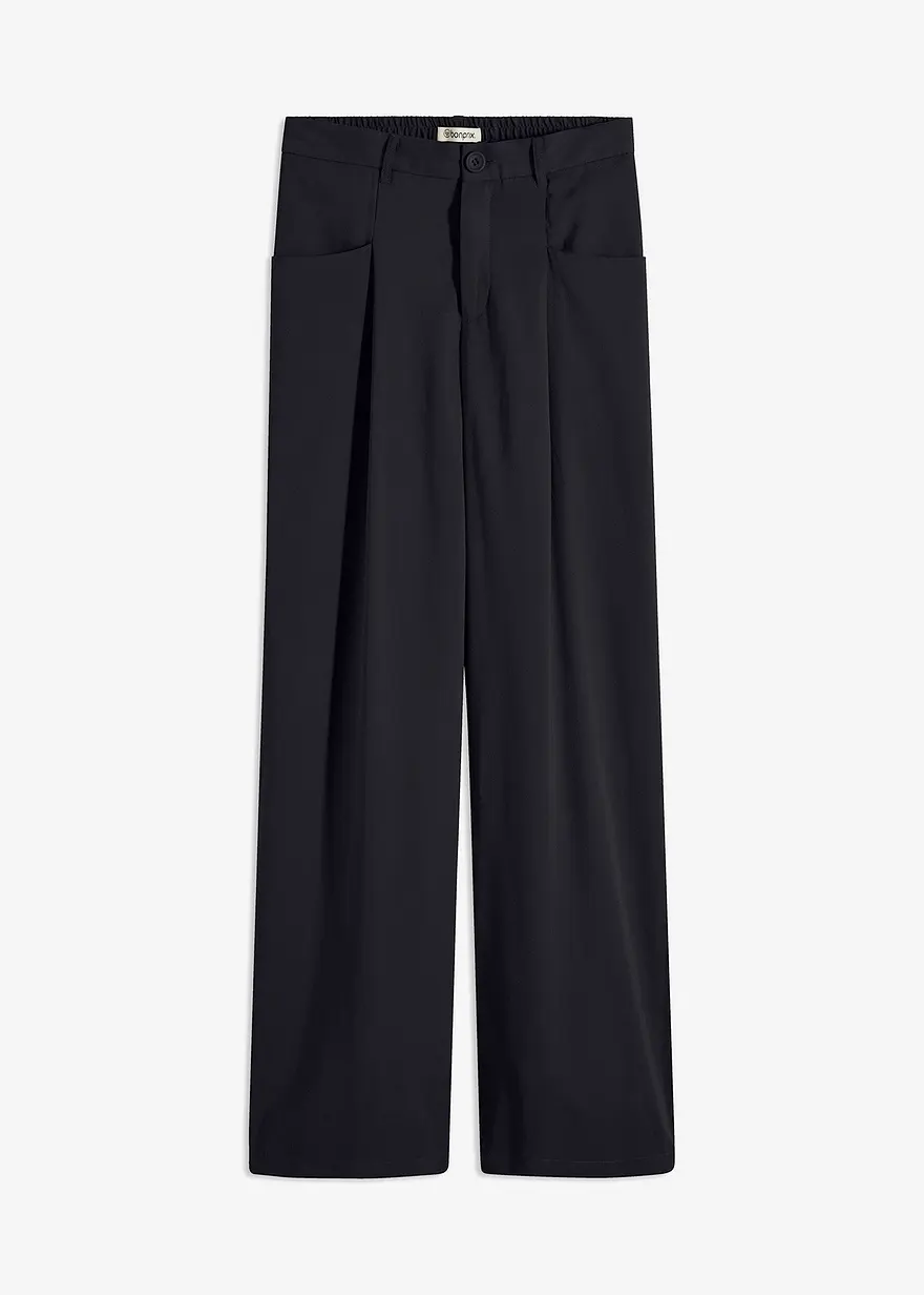bonprix Moderne Hose mit Taschen und Gummibund - schwarz