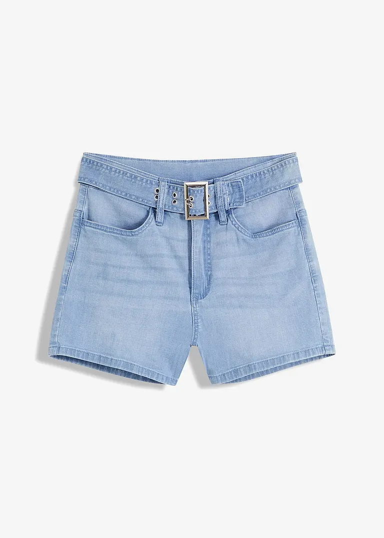 bonprix moderne Jeans-Shorts mit Gürtel - eisblau denim - Damen
