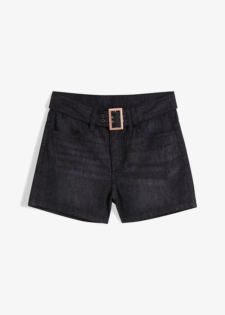 bonprix moderne Jeans-Shorts mit Gürtel - schwarz denim - Damen