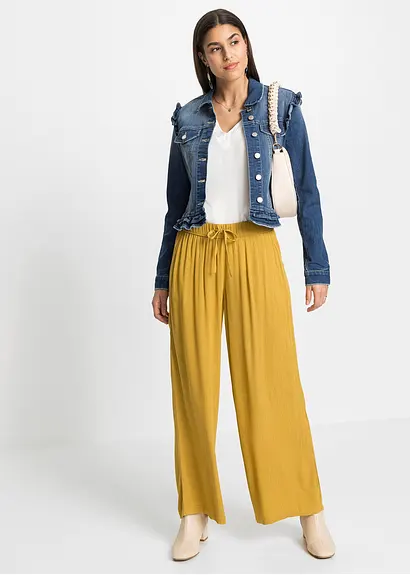 Bonprix Moderne Jeansjacke Mit Rüschen Auf Der Schulter - Blau