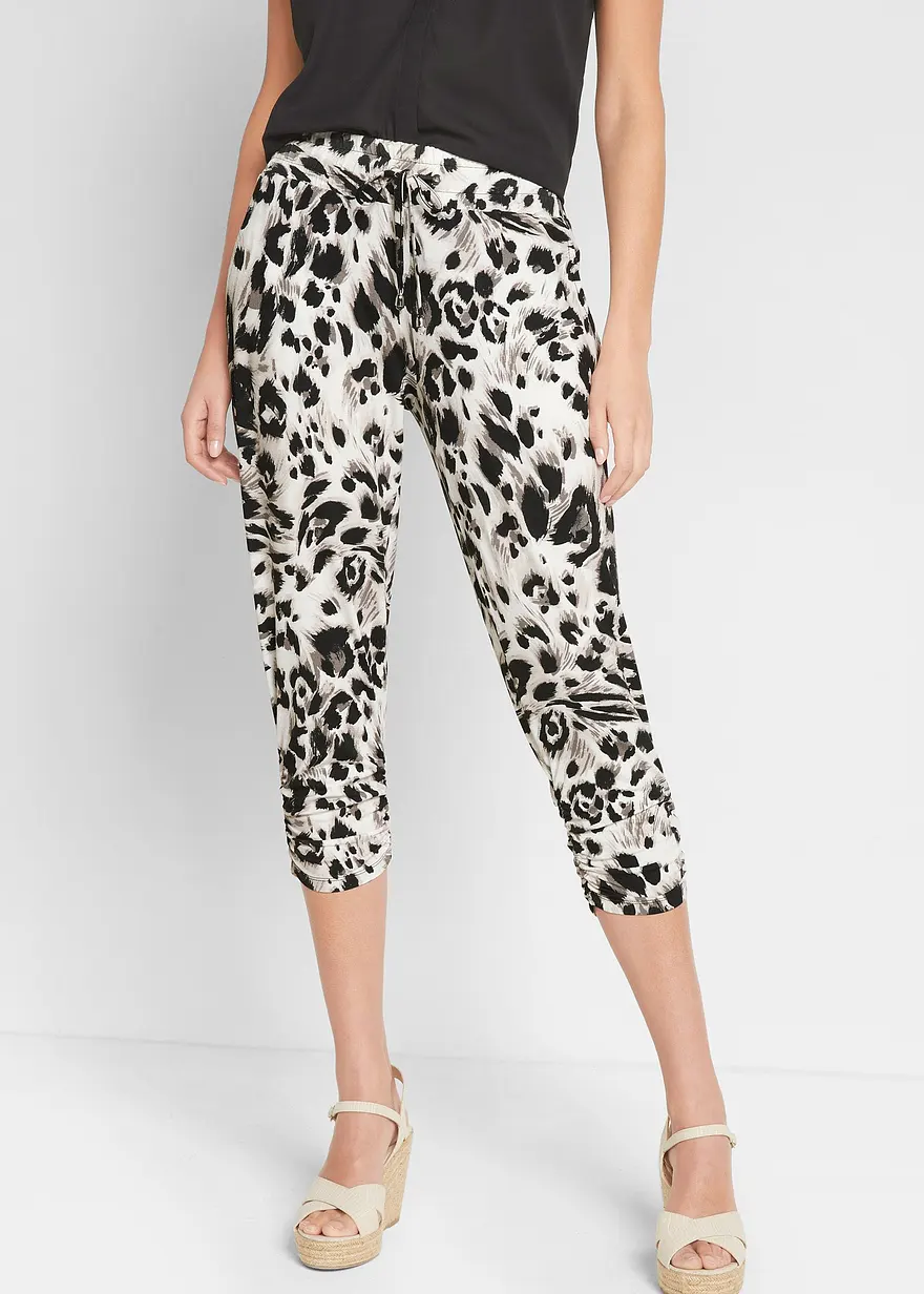 Bonprix Moderne Jersey-Hose Mit Leo Druck - Schwarz - Damen