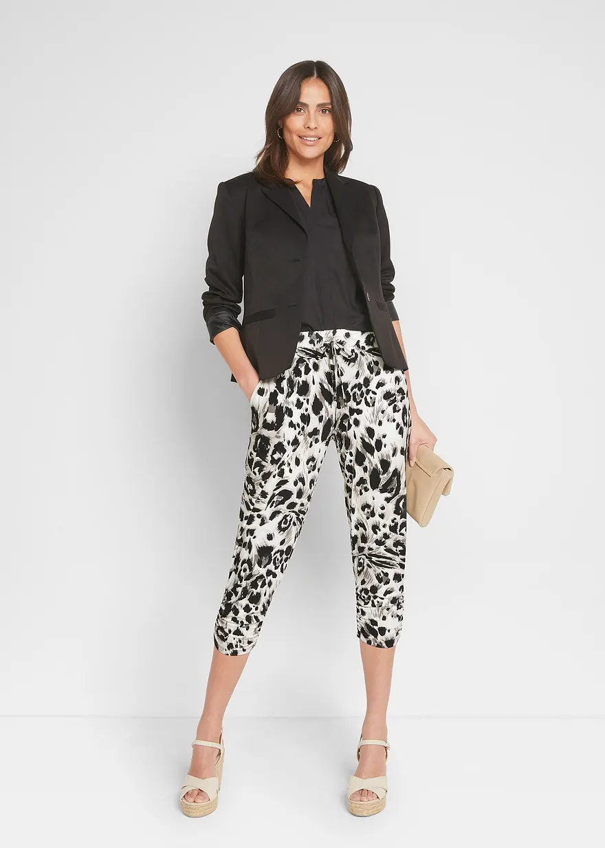 Bonprix Moderne Jersey-Hose Mit Leo Druck - Schwarz - Damen