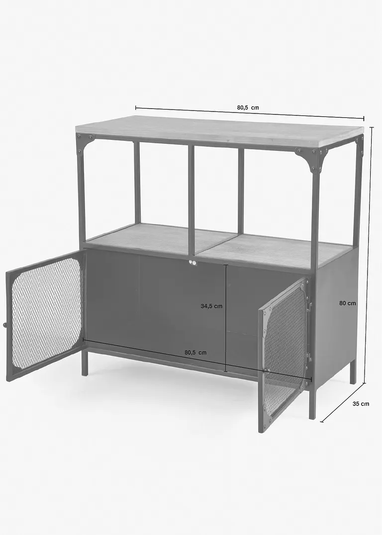 Bonprix Moderne Kombi Aus Holz Und Metall - Schwarz Schmal