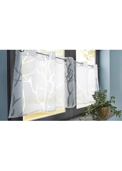 Bonprix Moderne Küchengardine Im Ausbrenner-Design - Weiß Ösen