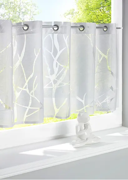 bonprix Moderne Küchengardine im Ausbrenner-Design - weiß Ösen
