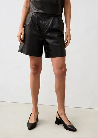 Bonprix Moderne Leder-Shorts Aus Weichem Lammnappa - Schwarz
