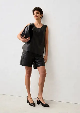 Bonprix Moderne Leder-Shorts Aus Weichem Lammnappa - Schwarz