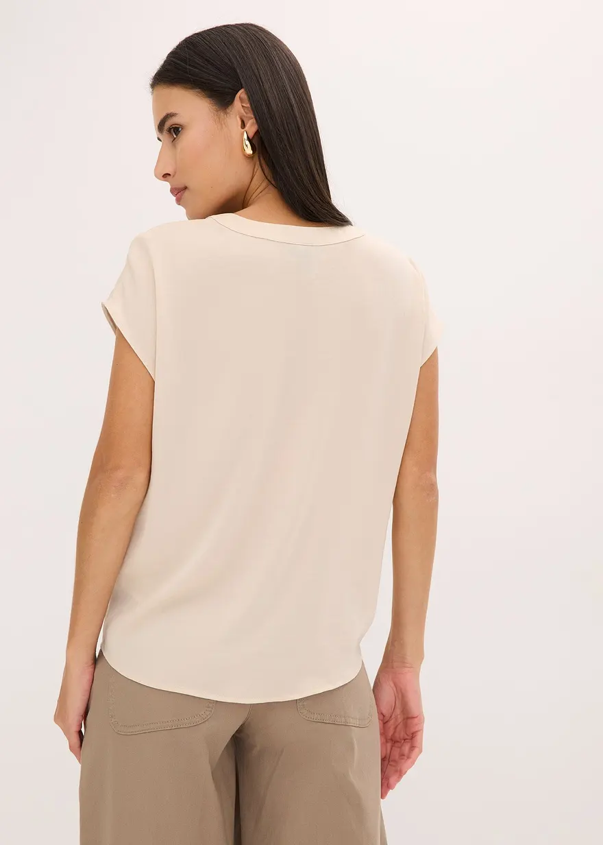 Bonprix Moderne Leicht Glänzende Bluse Mit Henley-Kragen - Gold