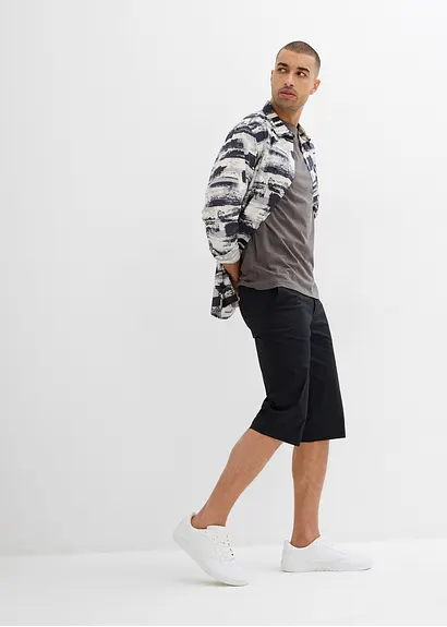 Bonprix Moderne Long-Bermuda In Leichter Qualität - Schwarz