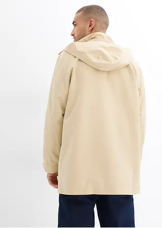 Bonprix Moderne Longjacke Mit Kapuze Und Aufgesetzten Taschen - Beige