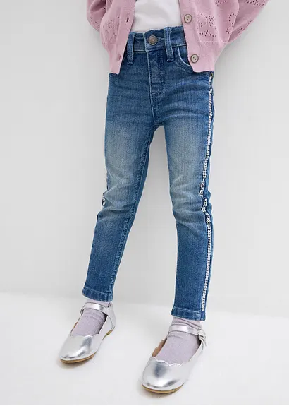 Bonprix Moderne Mädchen Skinny-Jeans Mit Dekorativen Pailletten - Blau