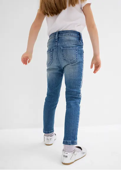 Bonprix Moderne Mädchen Skinny-Jeans Mit Dekorativen Pailletten - Blau