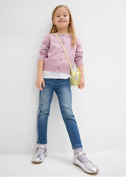 Bonprix Moderne Mädchen Skinny-Jeans Mit Dekorativen Pailletten - Blau