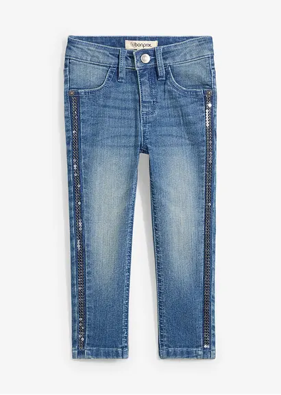 bonprix Moderne Mädchen Skinny-Jeans mit dekorativen Pailletten - blau