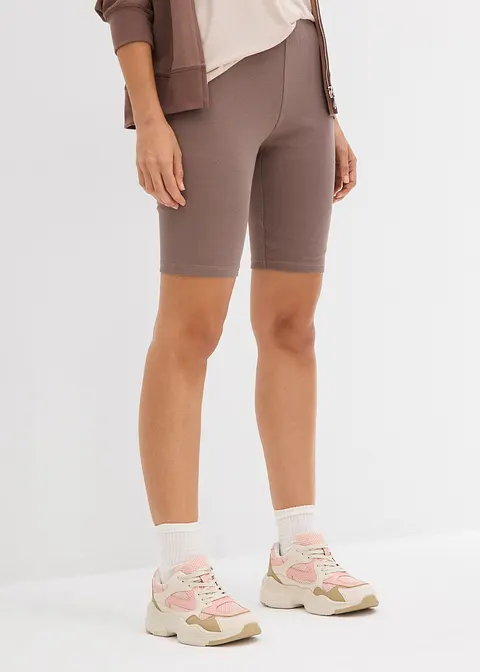 Bonprix Moderne Ripp-Radlerhose Aus Bio-Baumwolle - Hellsand/mittelbraun