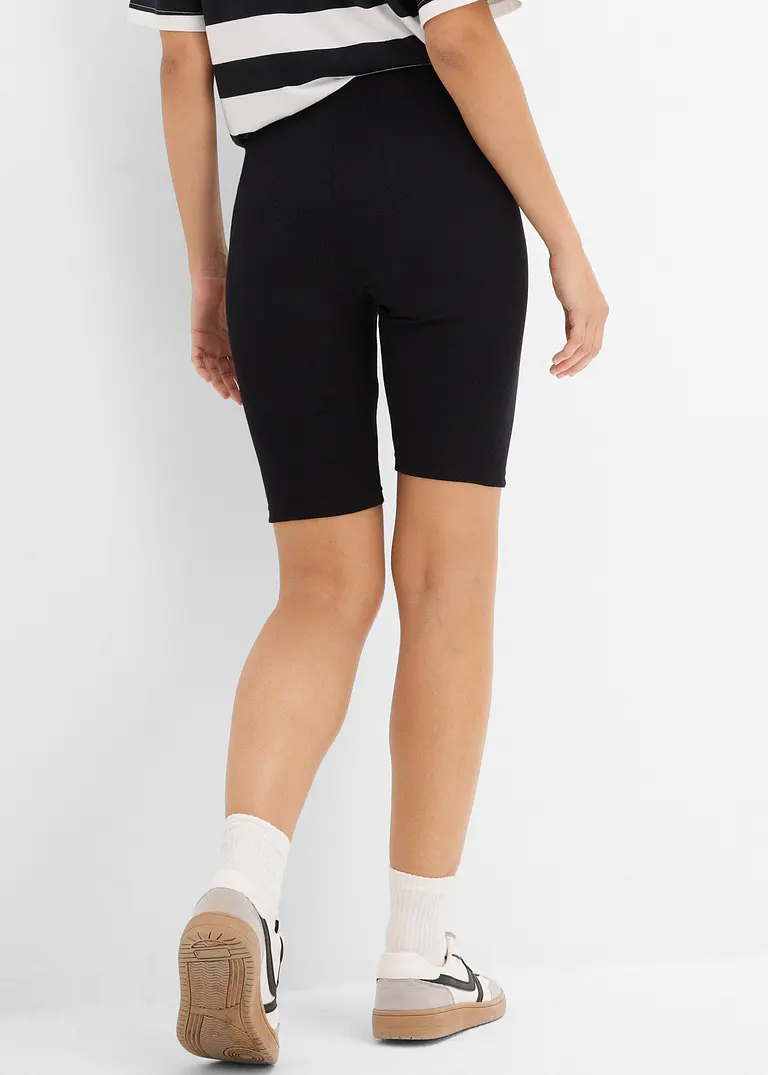 Bonprix Moderne Ripp-Radlerhose Aus Bio-Baumwolle - Schwarz