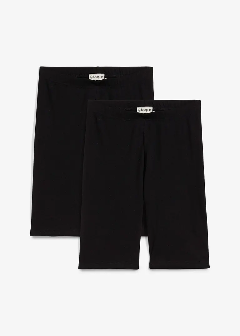 bonprix Moderne Ripp-Radlerhose aus Bio-Baumwolle - schwarz