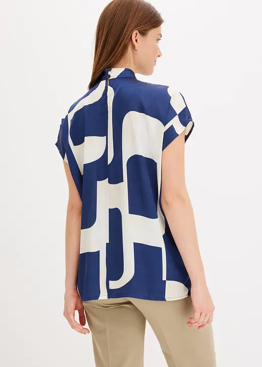 Bonprix Moderne Satin Tunika Mit Stehkragen - Blau - Damen