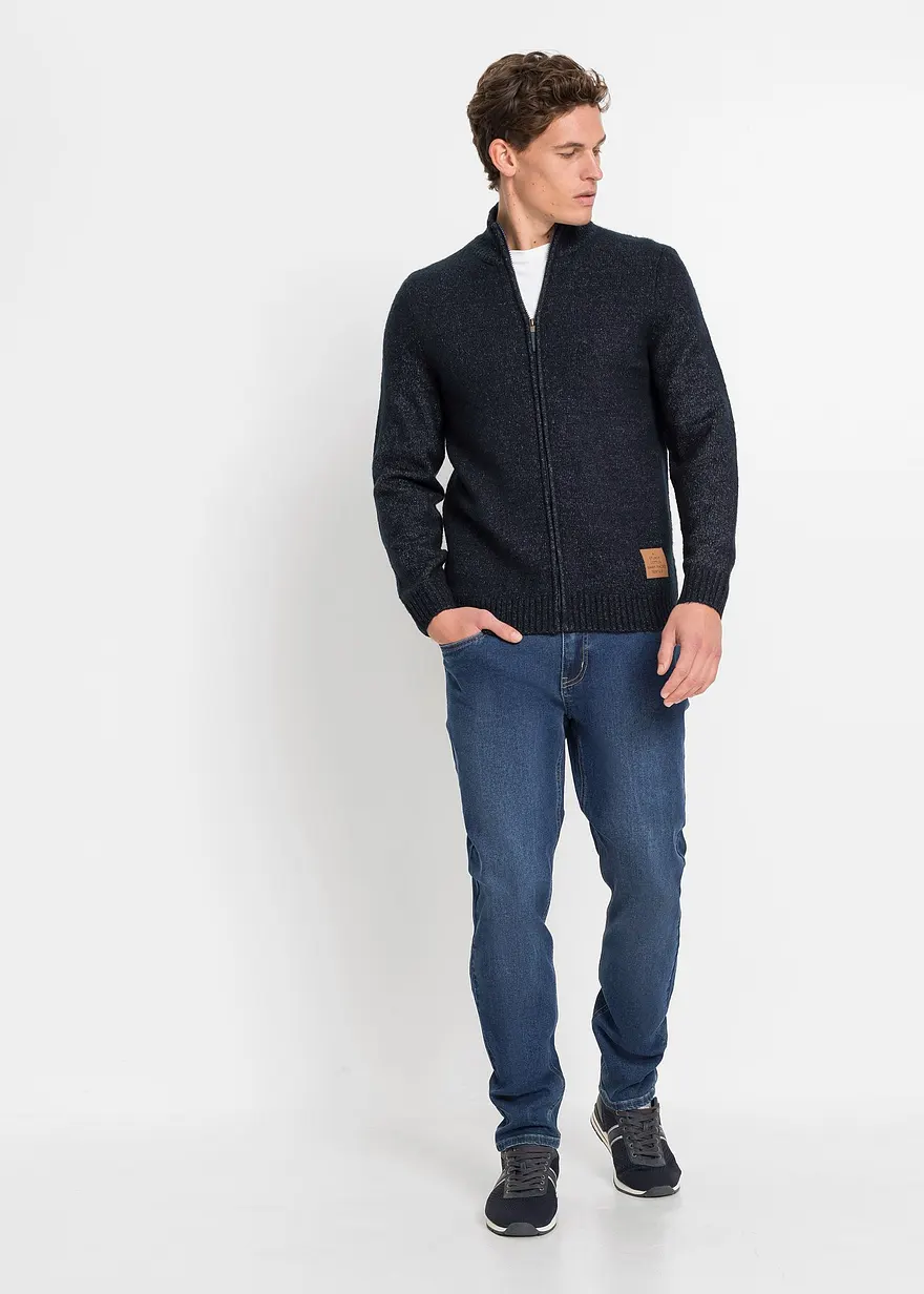 Bonprix Moderne Strickjacke Mit Reißverschluss - Blau - Herren