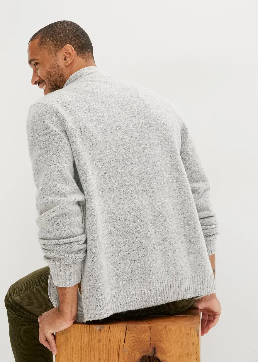 Bonprix Moderne Strickjacke Mit Reißverschluss - Grau - Herren