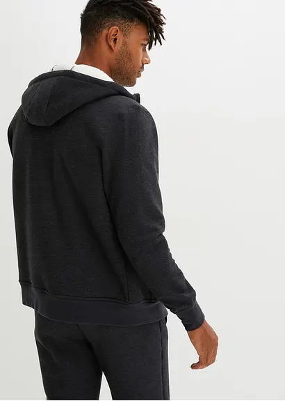 Bonprix Moderne Thermo-Sweatjacke Mit Teddyfutter - Schwarz