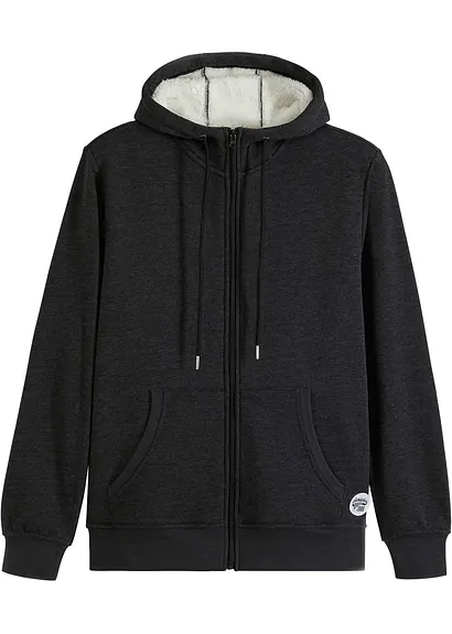 bonprix Moderne Thermo-Sweatjacke mit Teddyfutter - schwarz