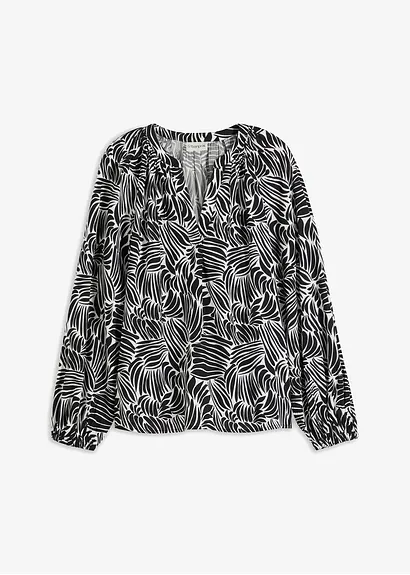 bonprix moderne Tunikabluse mit graphischem Print - schwarz