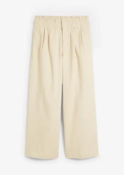 bonprix Moderne Twill-Culotte mit Bequembund und Bundfalten - beige