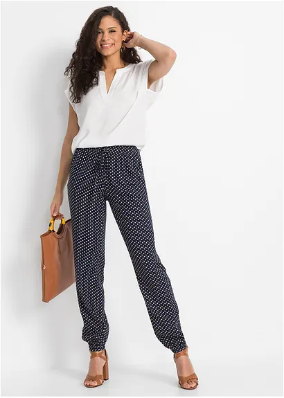 Bonprix Moderne Weite Hose Mit Gummibund - Blau - Damen