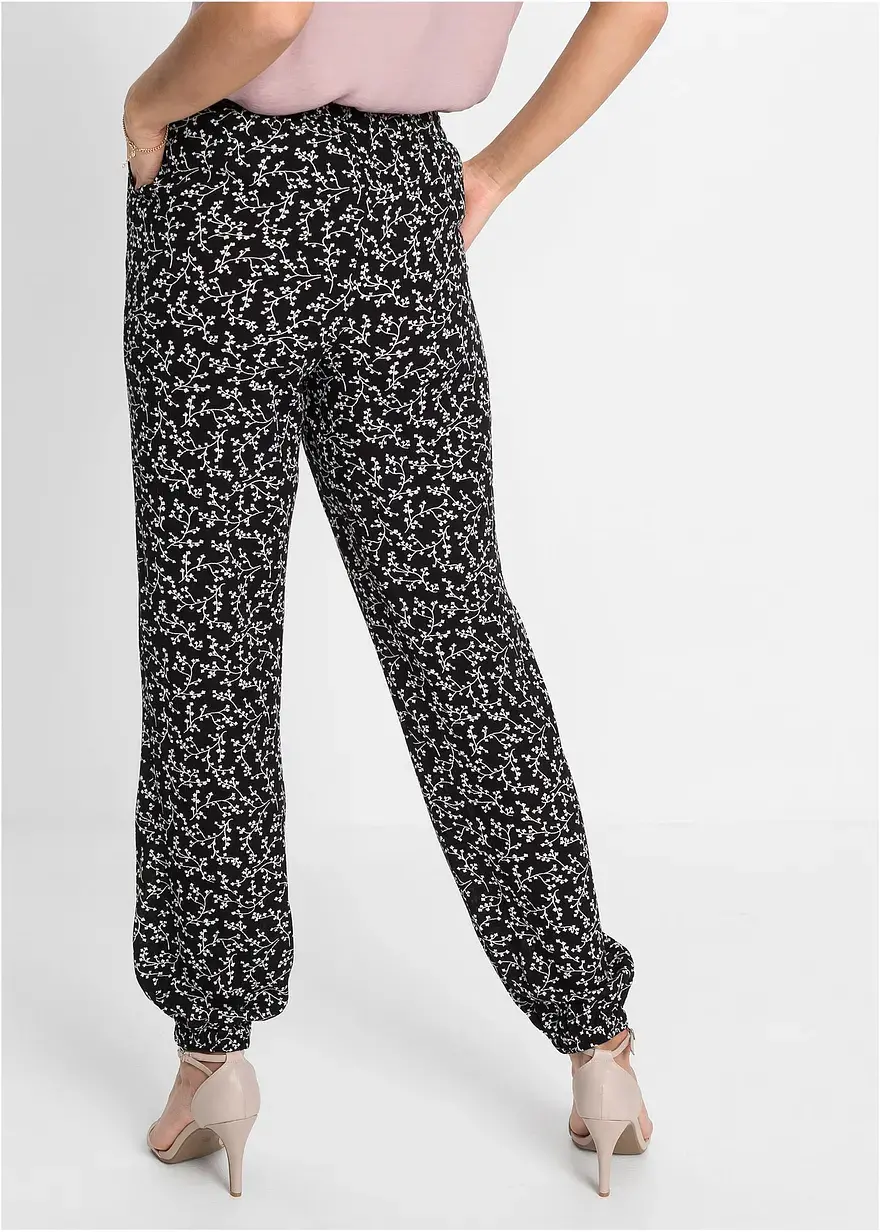 Bonprix Moderne Weite Hose Mit Gummibund - Schwarz - Damen