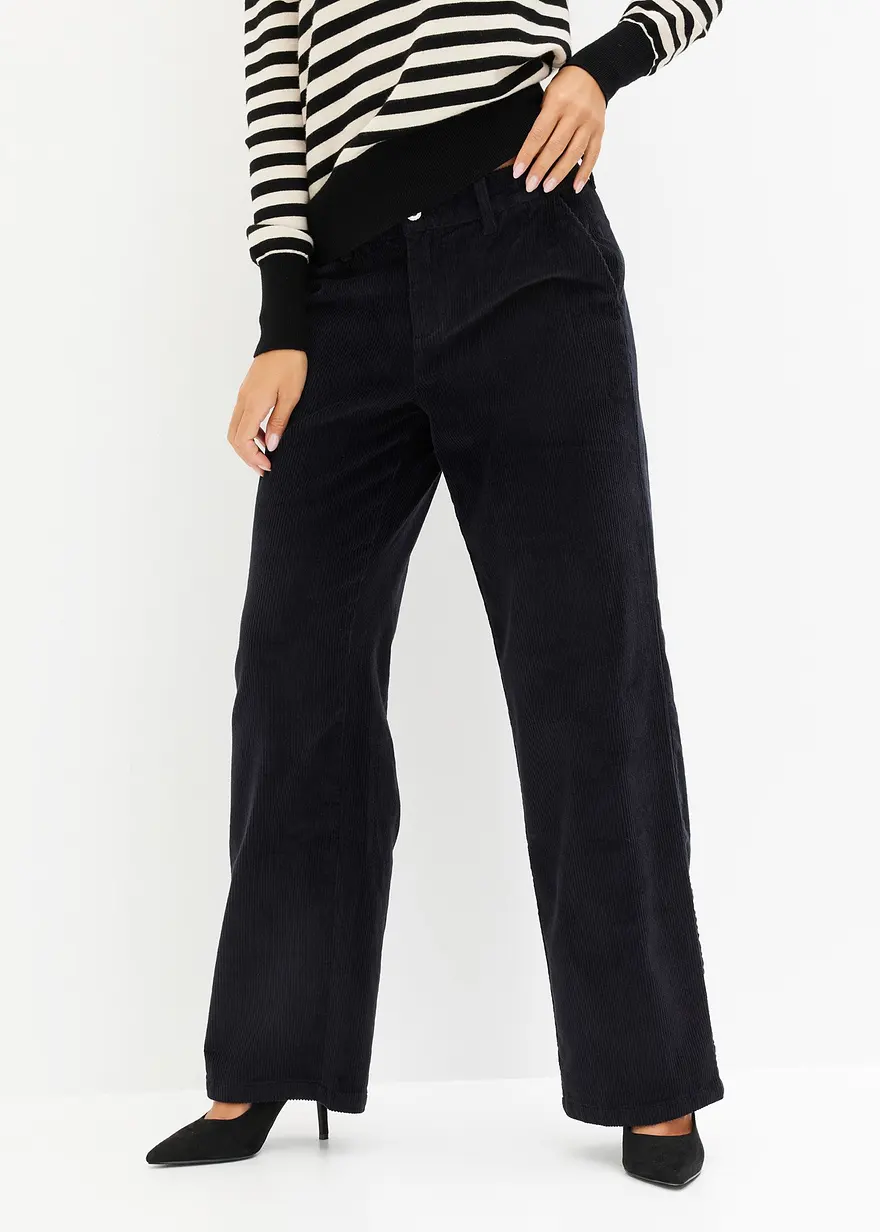 Bonprix Moderne Weitgeschnittene Hose - Schwarz Regular