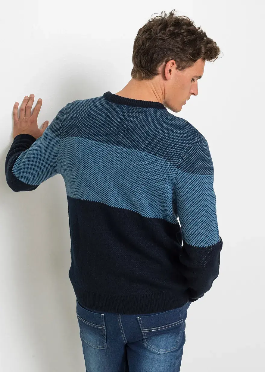 Bonprix Moderner Basic-Pullover In Angesagter Struktur-Optik. - Blau