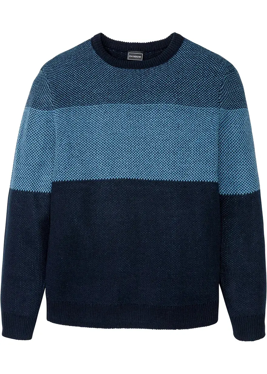 bonprix Moderner Basic-Pullover in angesagter Struktur-Optik. - blau