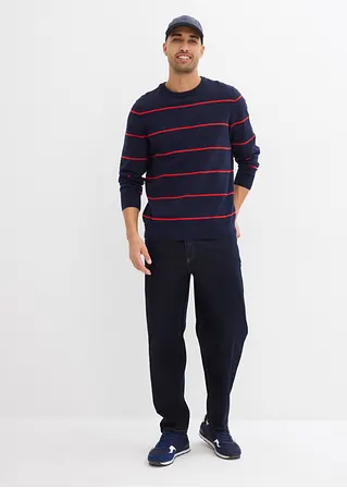 Bonprix Moderner Basic-Pullover In Streifen-Optik - Blau