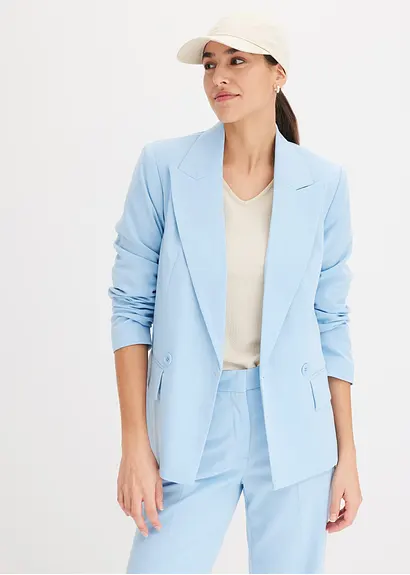 Bonprix Moderner Blazer Mit Doppelter Knopfreihe - Blau Regular - Damen