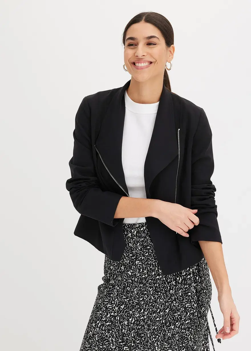 Bonprix Moderner Blouson Mit Reißverschluss - Schwarz - Damen