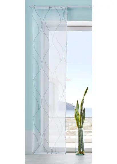 Bonprix Moderner Flächenvorhang Mit Zartem Druck - Weiß Klettschiene