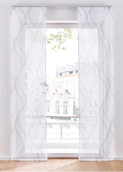 bonprix Moderner Flächenvorhang mit zartem Druck - weiß Klettschiene