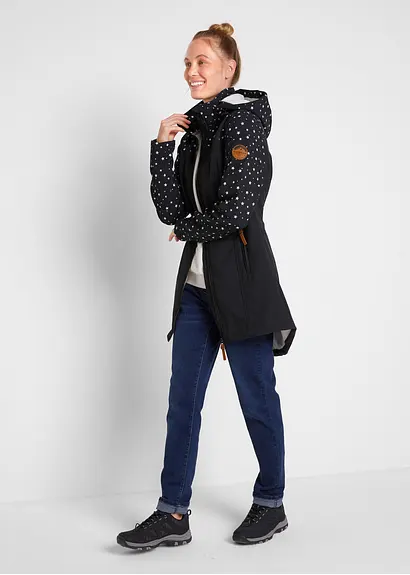 Bonprix Moderner Funktions-Softshell-Parka Mit Kapuze - Schwarz