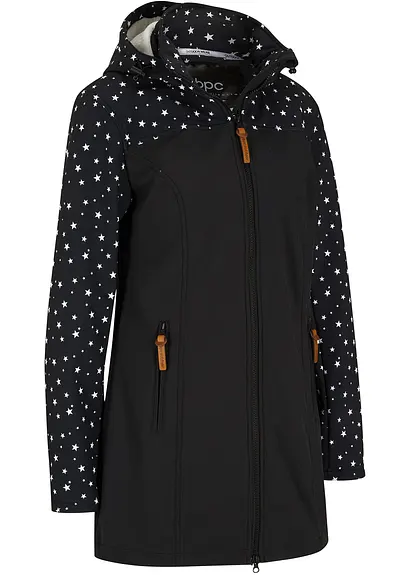 bonprix Moderner Funktions-Softshell-Parka mit Kapuze - schwarz