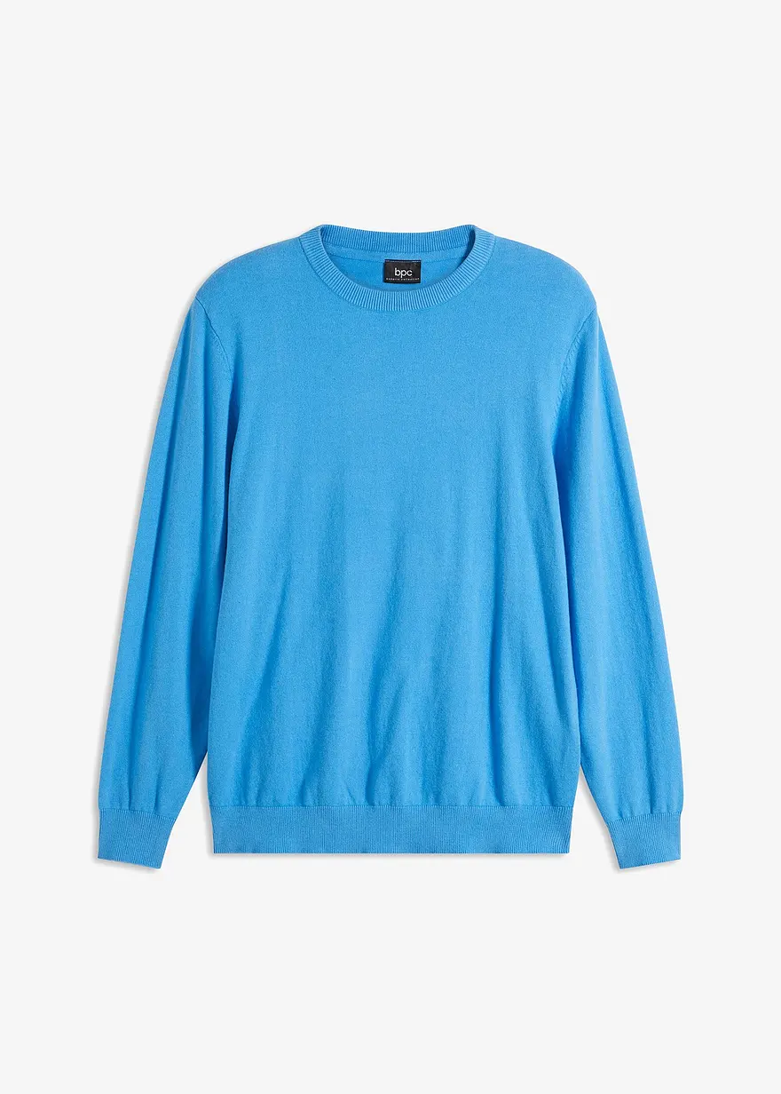 bonprix moderner Herren Basic Pullover mit Rundhalsöffnung - blau