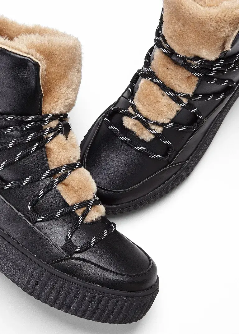 Bonprix Moderner High Top Plateau Sneaker - Schwarz - Damen