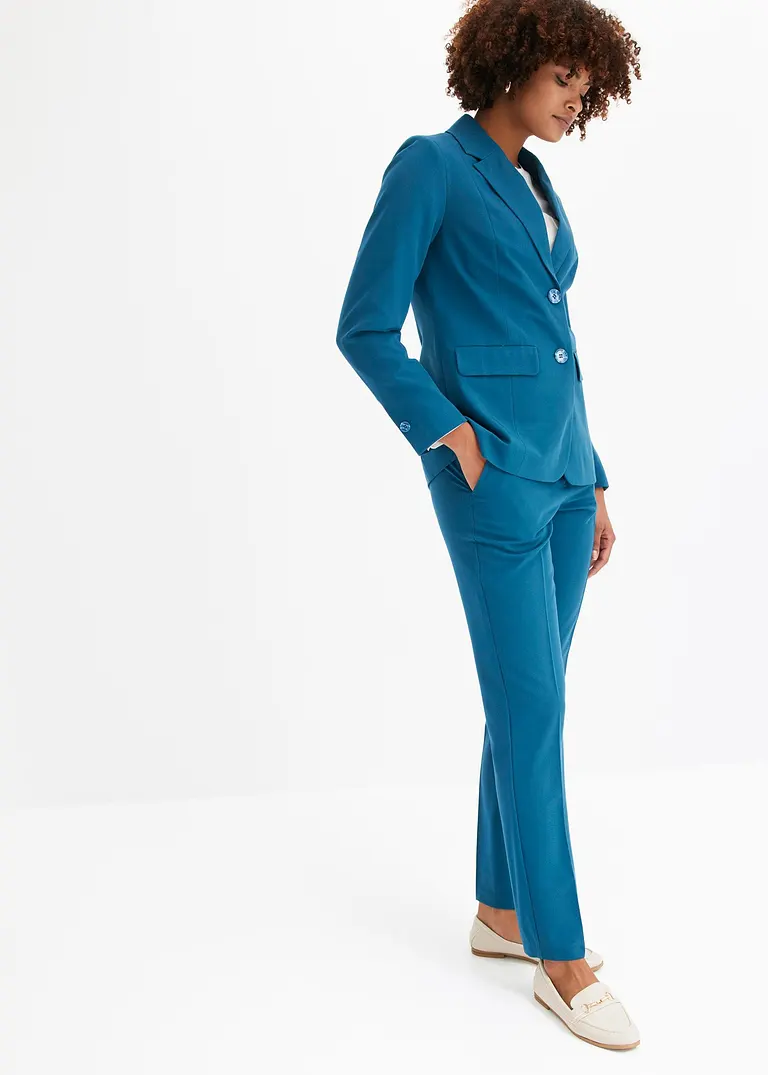 Bonprix Moderner Hosenanzug Mit Viskose-Anteil - Blaupetrol Petite
