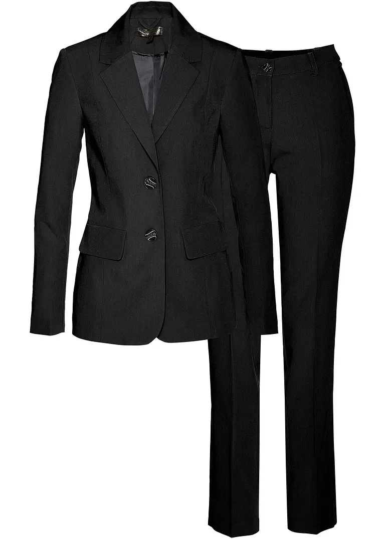bonprix Moderner Hosenanzug mit Viskose-Anteil - schwarz petite - Damen